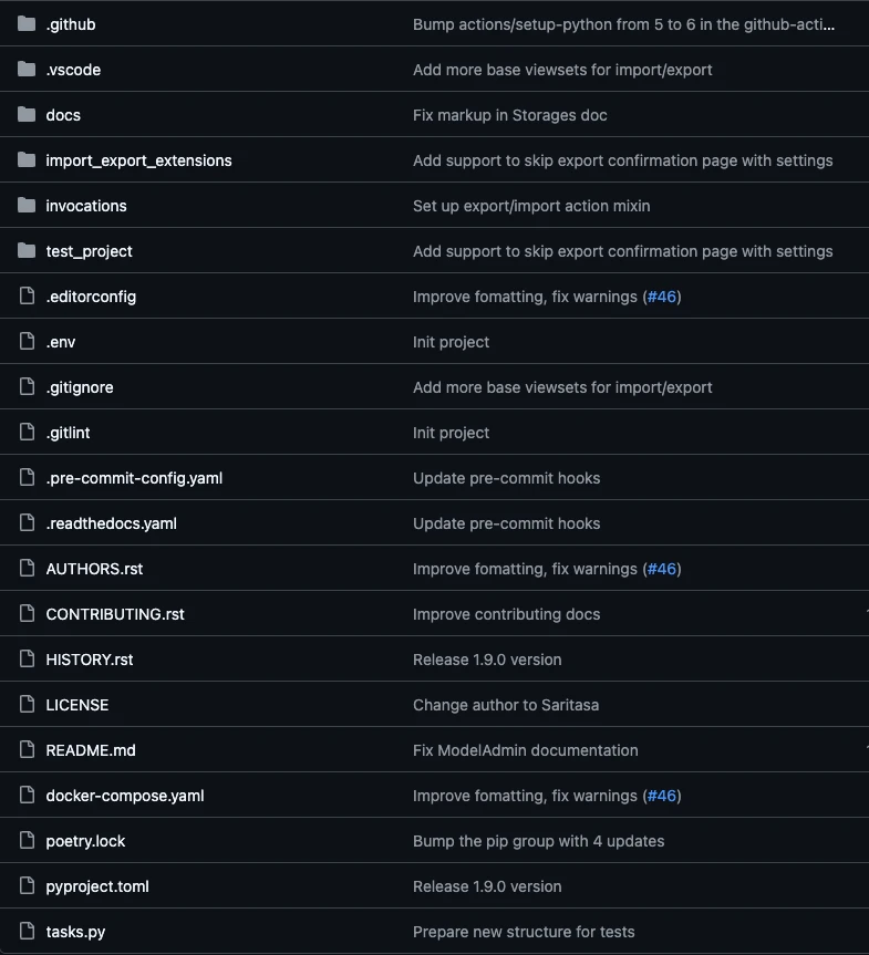 Структура приложения django-import-export-extensions