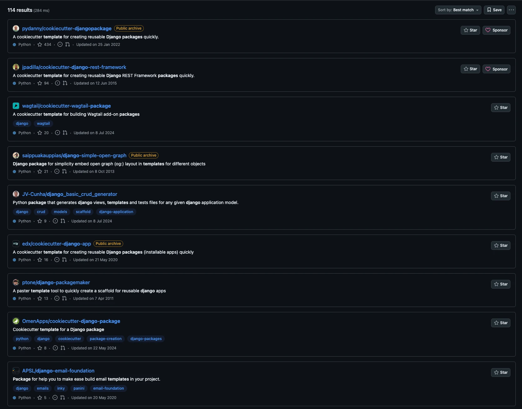 Шаблоны для Django приложений основанные на cookiecutter